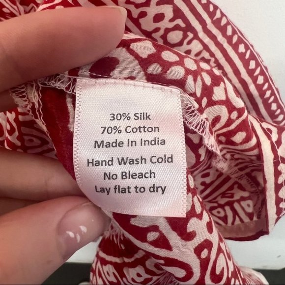 Alicia Bell Silk Cotton Floral Mini Dress Cover Up Red M - Picture 5 of 6